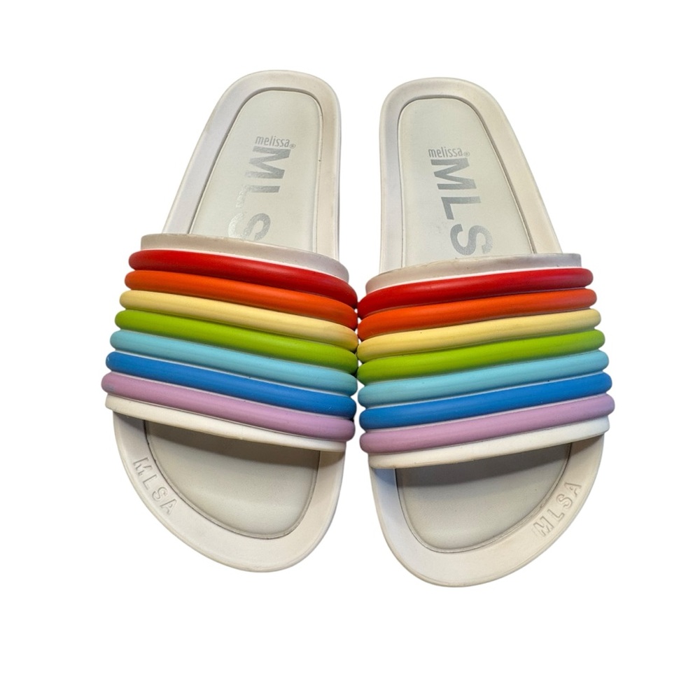 Melissa Women's Rainbow Slide Sandals Size 8 EUC